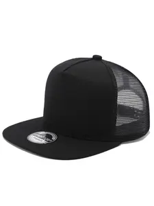 Youth Stylish Flat Bill Trucker Cap | Structured Mesh Back Snapback Hat Adjustable Hat