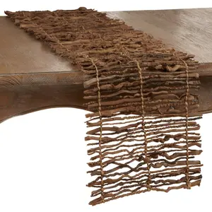 212 MAIN Natural Oblong Coconut Stick Table Runner, 12x72 in., Twig Design, 4519.N1272B, Hawaiian Style Island Decor, Tropical Material, for Everyday Outdoor Table Use