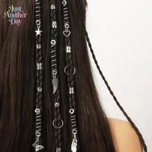 35PCS Boho Hair Jewelry Set, Star, Heart & Butterfly Charms, Silver Dreadlock Beads and Rings, Cool Girl Hair Accessories for Braids, Festivals, Photoshoots & Parties