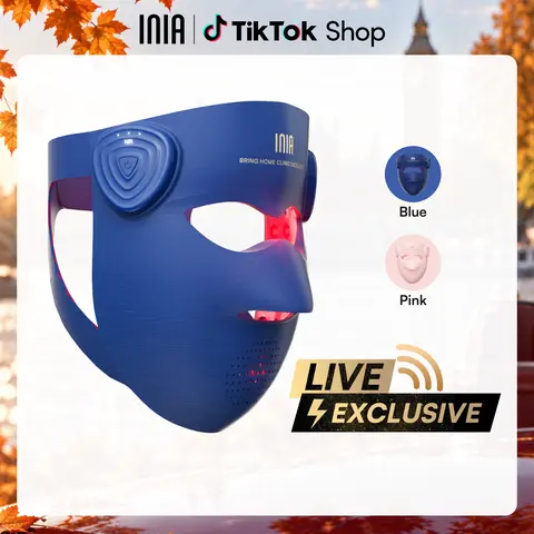 【LIVE EXCLUSIVE】INIA GLOW 940 nm 4D LED Mask – Dual NIR 940 + 850 nm Deep Penetration for Deeper Repair, Visible Lift & Lasting Radiance, 4D Fit for Jawline Lift & Firm, Cooling Therapy, Wireless Comfort, Summer Travel Accessories, Led Facial Mask, Glowup