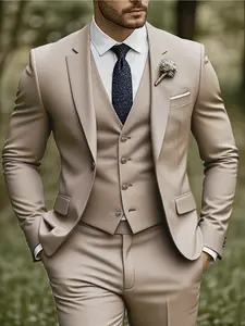 Elegant Men'S 3pcs Suit - Slim Fit Tuxedo Set for Weddings & Formal Occasions, Black Suit with White Shirt & Pants, Perfect for Office Meetings and Elegant Events, Formal Attire|Slim Fit Suit|Durable Wedding Wea