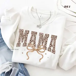 Leopard Mama Sweatshirt Womens Graphic Pullover, Animal Print Mom Sweater, Trendy Motherhood Top, Casual Streetwear Outfit, Gift for Mom