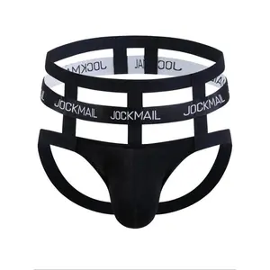 LGBTQ+ Men's Letter Tape Jock Strap, Breathable Comfortable Cut-Out Design Underwear, All-Season Daily Wear Sports Underwear
