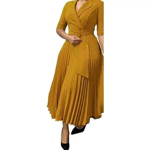 Women's Fashion Best-Selling Blazer Collar Elegant Dress, Stylish Long Sleeve A-Line Dress, Perfect for Office & Party Wear chiffon material glimmer interview gold flower Ruched Glitter mist red green pink sparkly yellow plain silk rose lace white