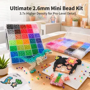 24/48/72/96 Color 2.6mm Plastic Fuse Beads Kit | 3D Pixel Puzzle DIY Craft Beads Set with Pegboard, Ironing Paper, Tweezers & Accessories Beading Making
