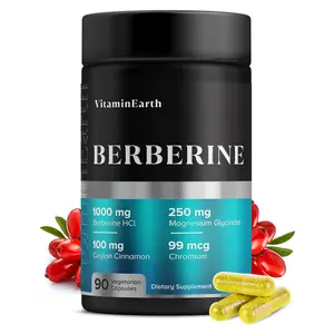 Vitamin Earth Berberine Supplement - Doctor Formulated and Dosed - Pure Berberine HCL, Ceylon Cinnamon, Magnesium Glycinate & Chromium - 30 Day Supply