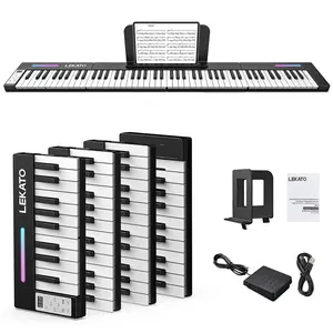 LEKATO Portable Piano Keyboard, 4 pcs Magnetic Electric Piano with Up to 88 Keys, 128 Tones, 128 Rhythm, 21 Demo, Split, Dual Tone, Record, Bluetooth MIDI, Headphone Jack