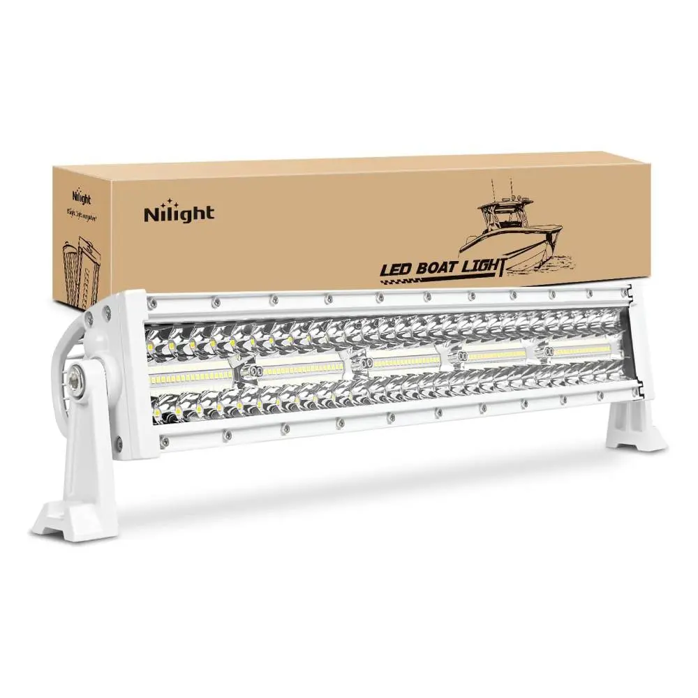 Nilight 22-in High Intensity Marine LED Light Bar - White Spot-Flood Combo Lamp, Shock and Vibration Resistant Emergency Lighting Equipment for Golf Carts, Yachts