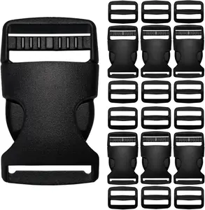 Buckles for Straps 1 Inch, Quick Side Release Plastic Buckle Clip 6 Pack + Tri-Glide Slide Clip 12 count, Heavy Duty Dual Adjustable No Sewing, Replacement for Backpack Fanny Pack Belt  Collars.