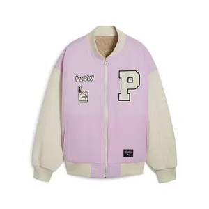 PUMA Womens X Sophia Chang Reversible Bomber Jacket Athletic Outerwear Casual Bomber - Beige, Purple