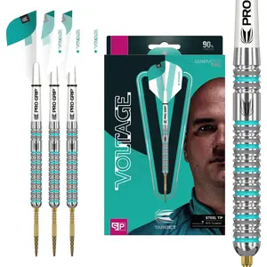 Target Darts Rob Cross Gen 2 23G 90% Tungsten Swiss Point Steel Tip Darts Set, Silver, Aqua and White, 190095