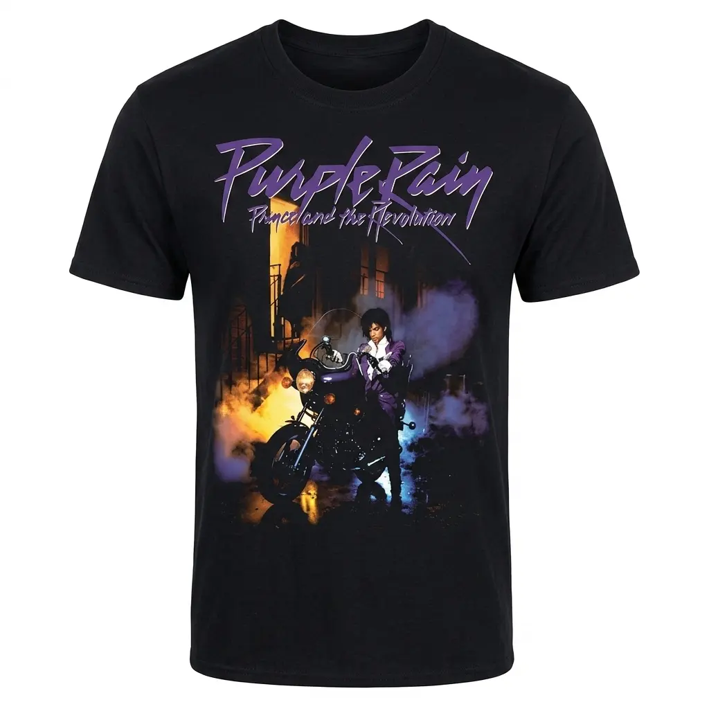 Men's Classic Prince Purple Rain Album Art Graphic Tee, 80s Vintage Casual Short-Sleeve Round Neck Apparel, Streetwear Stylish Menswear Prince Icon Tee, Vibe, Men's Stuff