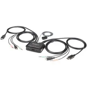 Startech SV211DPUA4K 2 Port USB 4K60Hz DisplayPort KVM Switch with Built-In Cables