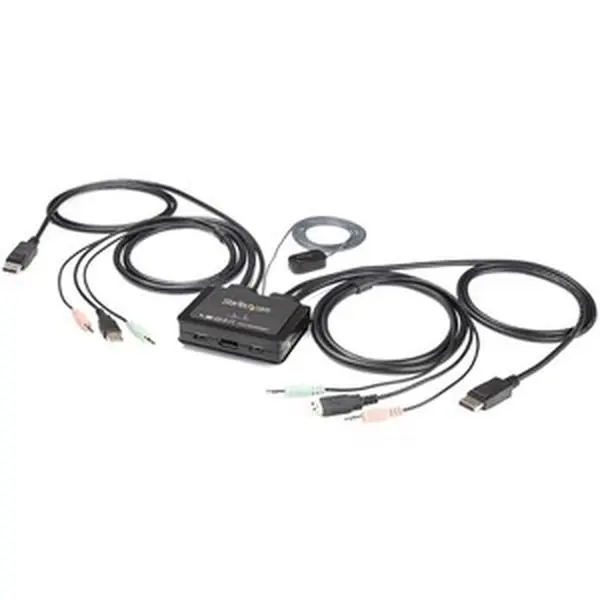 Startech SV211DPUA4K 2 Port USB 4K60Hz DisplayPort KVM Switch with Built-In Cables