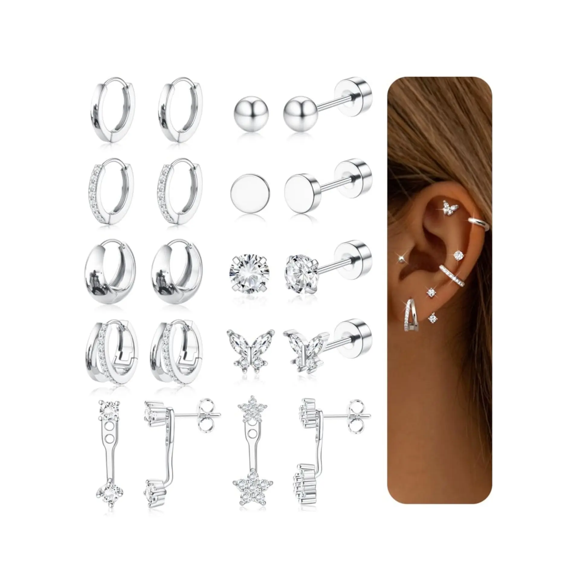 Silver  10 pairs of e913