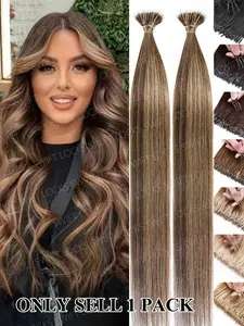 50pcs/Pack Real Human Hair Nano Ring Hair Extensions, Seamless Extensions, Natural Straight Invisible Hair Bundles, Professional Salon Quality, 12-22 Inches