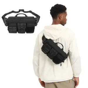 1pc Waterproof Sling Bag Men's Tactical Style Waist Pack Multi-pocket Durable Crossbody Bag Waterproof Fanny Packs for Outdoor Adventure Trekking