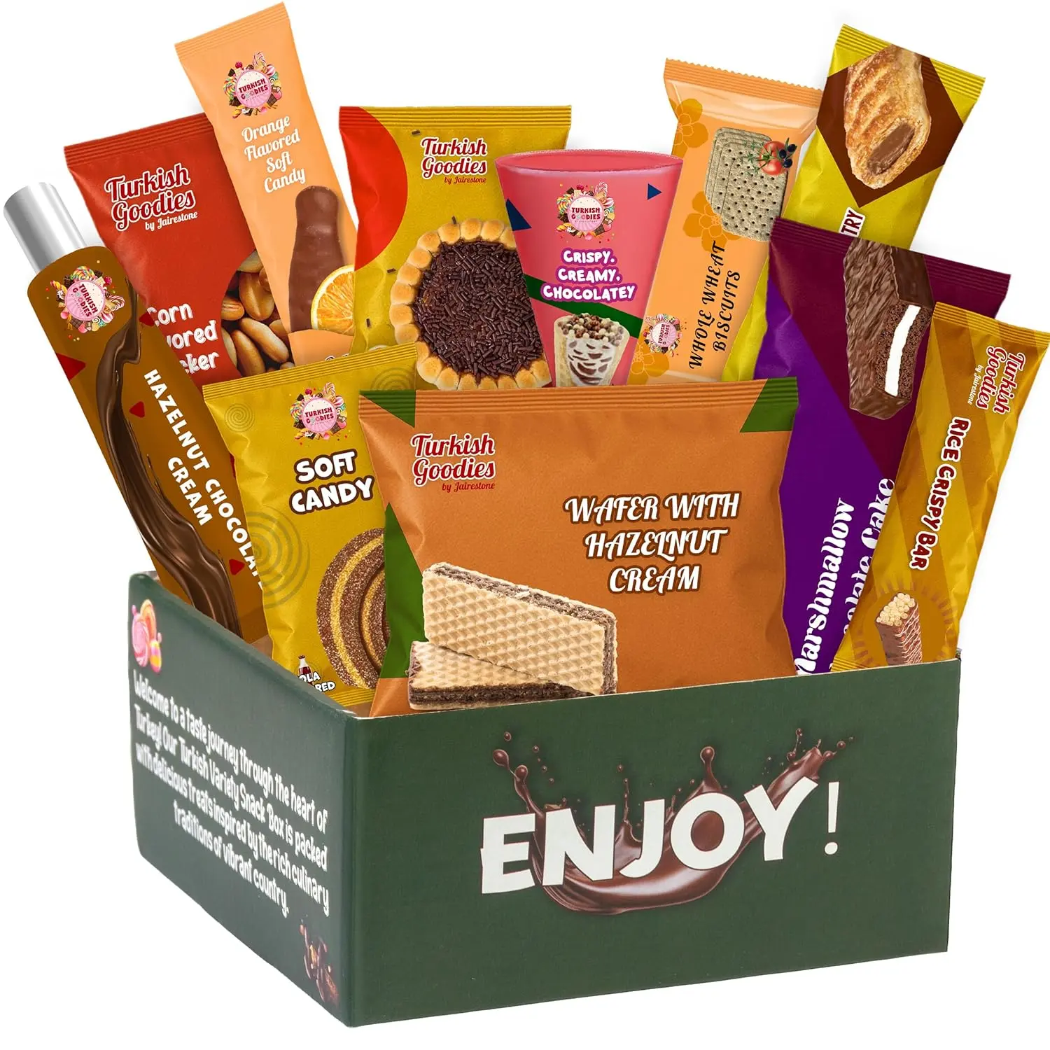 Turkish Goodies Snack Box  Snack From Around World Box  Exotic Snacks  Candy  International Snack Box for College, Office, or Dorm – 11 FullSized Snacks