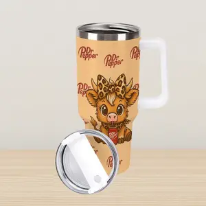 Highland Cow Tumbler 40oz, Highland Cow & Dr. Pepper Tumbler,Stainless Steel Cup,30oz 20oz Tumbler With Straw,Cute Santa Cow Lover Dr. Pepper Gift
