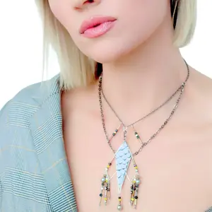 Louise Necklace Vegan Leather & Sterling Silver with Stainless-Steel Jewelry