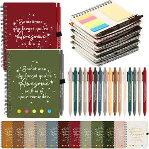 24 Set Employee Teacher Appreciation  for Cna Nurse Week Graduation Gifts Coworker Staff Thank You A6 Spiral Notebook Planner with Sticky Note Ballpoint Pen for Office (Warm)