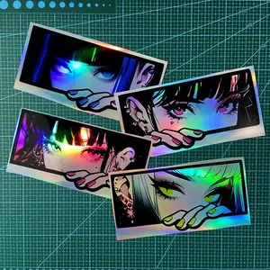 Anime Eye Pattern Car Sticker, Sticker Decals, Reflective Laser Waterproof Car Decal, Universal Car Exterior Decoration Accessories, Automotive Decoration, for Car Bumper, Motorcycle Tank, Decal For Cars, Vinyl Decal