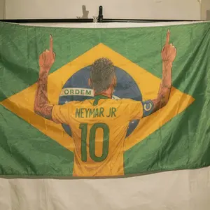 Brazil #10 Neymar Football Banner 3x5ft Sketch Style Wall Decor Lightweight Fabric with Metal Grommets for Easy Hanging Print Design