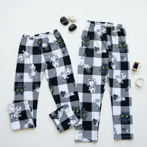 Cute Dragon Print Pajama Pants – Soft Cotton Plaid Lounge Pants, Cozy Sleepwear Bottoms, Comfortable Home Pajamas for Men Women Family Matching Sleepwear