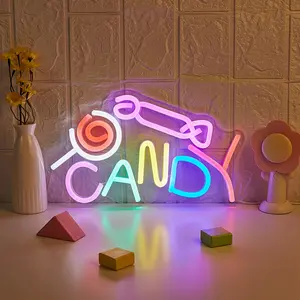 Neon Candy Shaped Light, USB Powered Adjustable Brightness, Perfect for Kids Room Halloween Christmas Party Decoration, LED Neon Lights