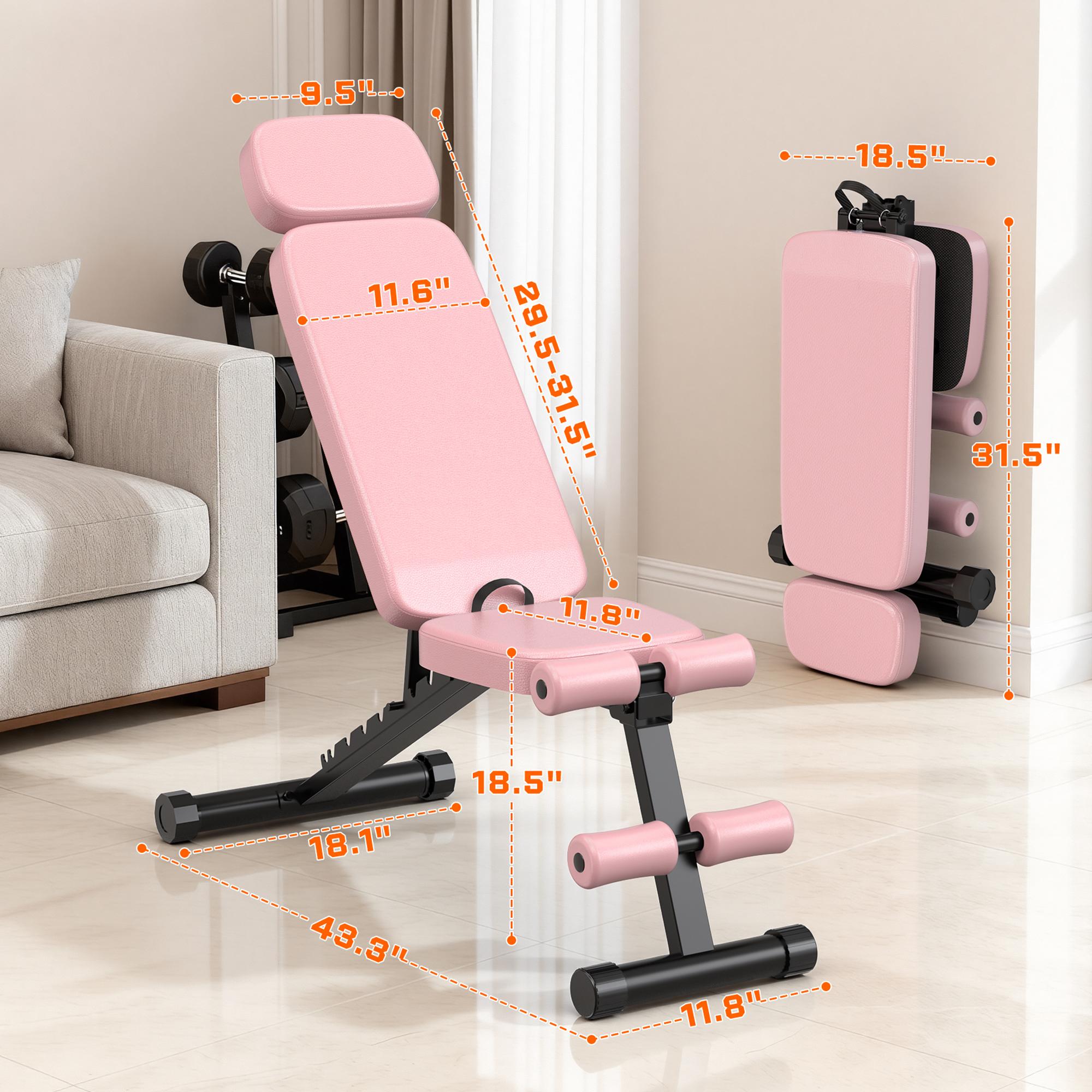 Bearbro 9 Positions Adjustable Weight Bench Foldable Workout Bench Olympic Weight Bench for Home Gym Full Body Strength Training Support up to 800lbs Sturdy Steel Construction with 1.8 Inch Cushions，BlackFriday