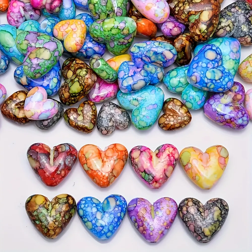 30/60/90 heart-shaped beads, suitable for DIY jewelry making, bracelets, necklaces, earrings - durable acrylic beads, pendants, pendants, keychains - string beads, handmade accessories, bright colors, smooth texture, handmade materials, essential for craf