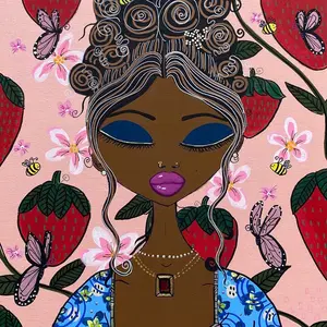 Pretty Girl Strawberry Core  Art Wall Decor