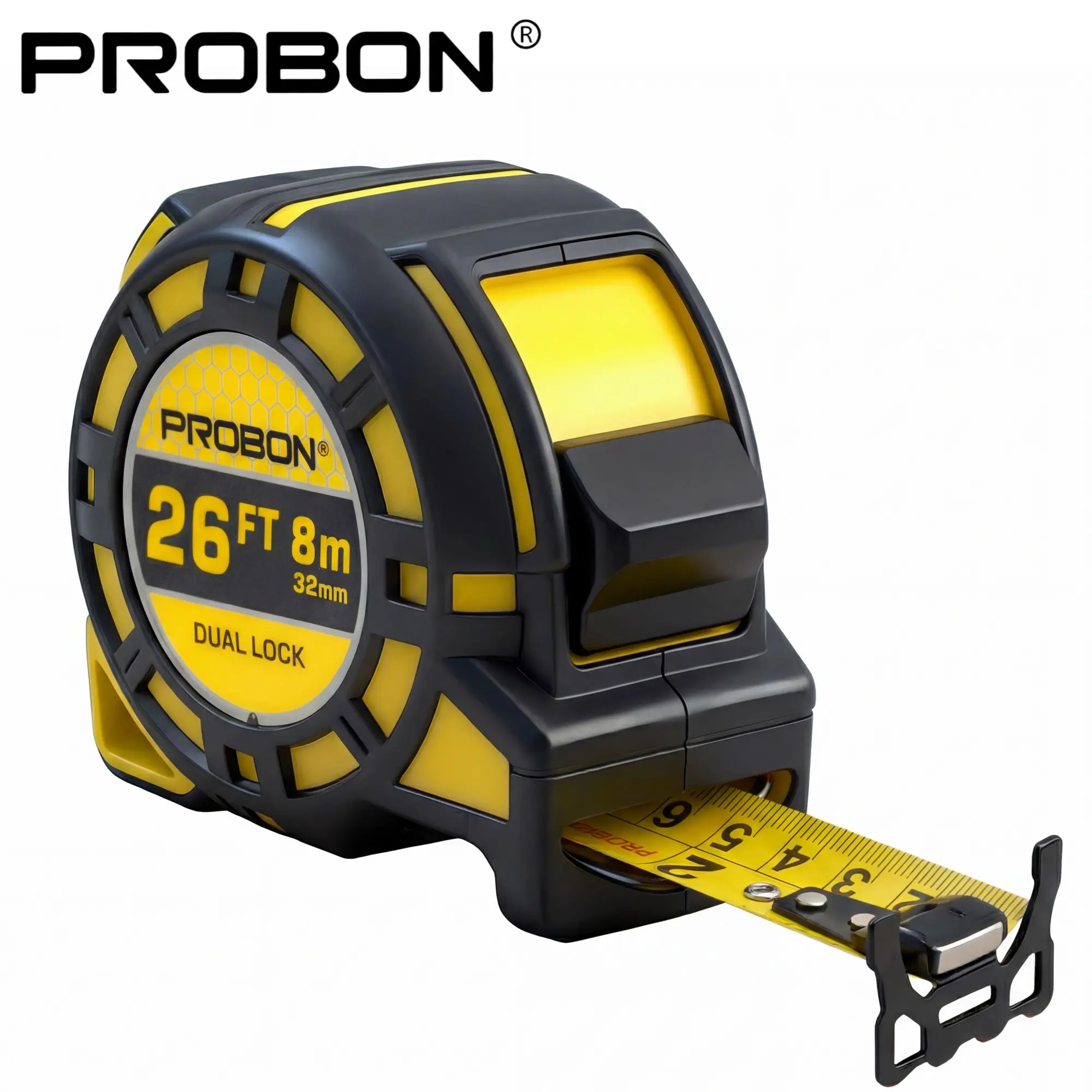 Probon Industrial Grade 8m/26ft Dual-Sided Durable Measuring Tape, 32mm High-Profile Wide Ruler, Magnetic Hook Measurement Tool for Woodworking Decoration Surveying