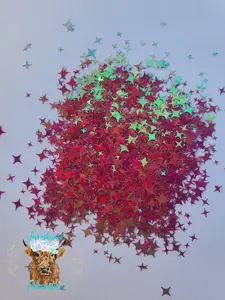 "Deadly Desire" Color Shift Pink Gold Four Point Stars Polyester Glitter