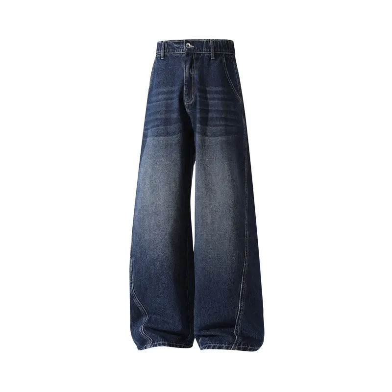 Menswear 3-Pack Men’s Washed Wide-Leg Jeans, Elastic Back Waist, Casual Stylish Loose Straight-Cut Retro Denim Trousers,Trouser Menswear 3-Pack Men’s Washed Wide-Leg Jeans, Elastic Back Waist, Casual Stylish Loose Straight-Cut Retro Denim Trousers,Trouser