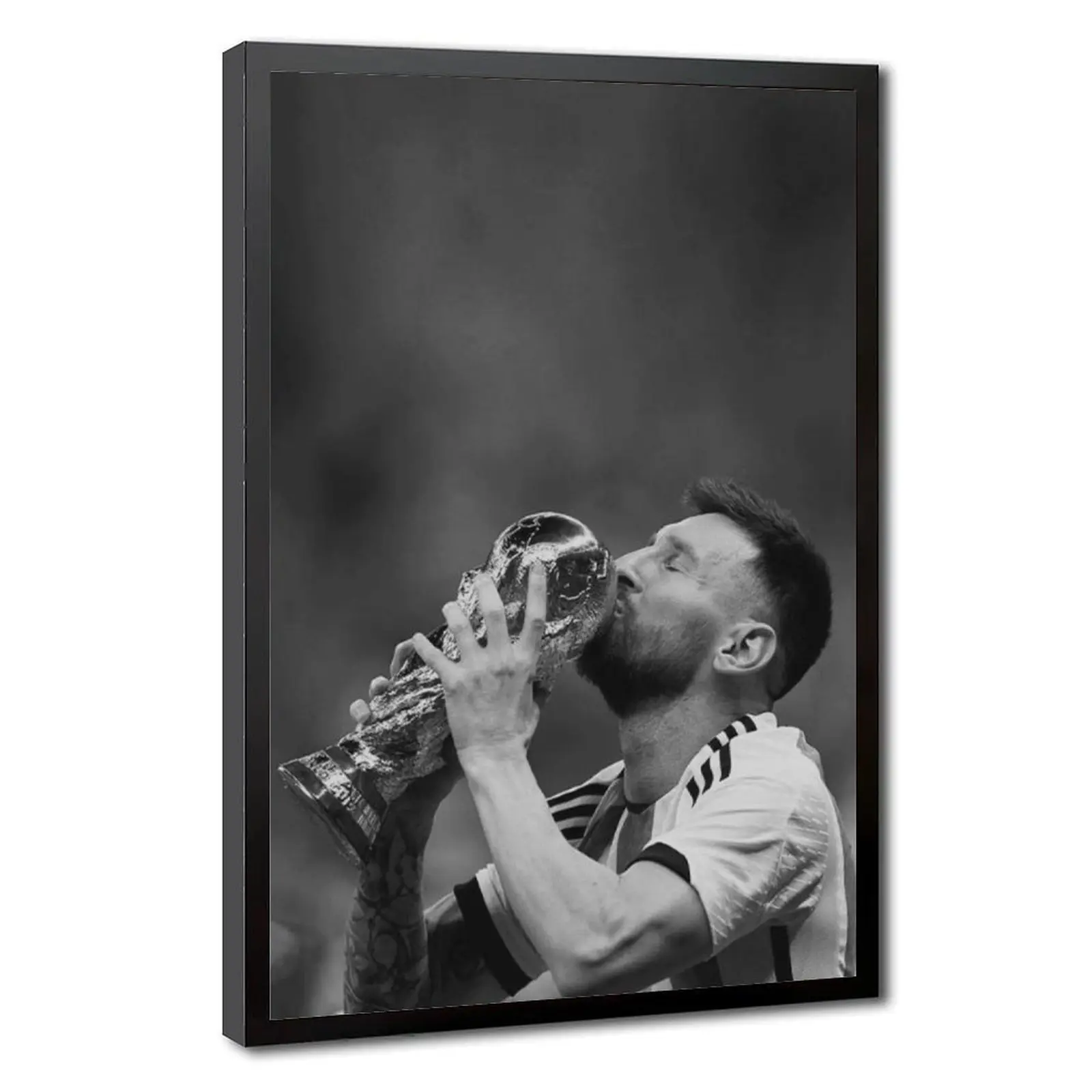 Lionel Messi Black and White Football Print - Artistic Fine Art Photography Wall Decor, Framable Sports Fan Gift for Room Home Decor