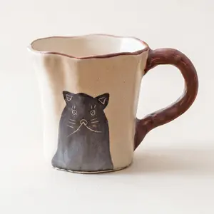 Shadow Cat Hand-Kneaded Tall Ceramic Mug · 5 oz