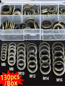 130 Piece Oil Pan Gasket Seal Kit, M6/m8/m10/m12/m14/16m Car Rubber Seals, Durable Leak-Proof Sealing Gaskets, Fits Most Vehicles, Sedan, Multiple Sizes, Maintenance