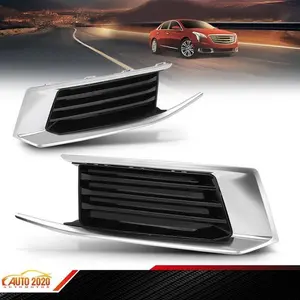 Front Fog Lamp Covers Bezels Chrome Trim Set Pair Fit For 2018 2019 Cadillac XTS