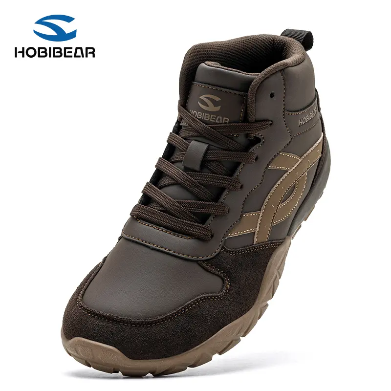 HOBIBEAR Men's Barefoot Boots, Minimalist High-Top Canvas Walking Shoes with a Wide Toe Box for All Seasons Outdoors, Footwear, Slip On, Rubber, All‑Season Use