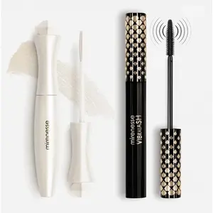Mirenesse Vibralash Mega Volume Automatic Tubing Mascara + 4D Primer Kit Makeup Cosmetic viral  mascara panorama  mascara