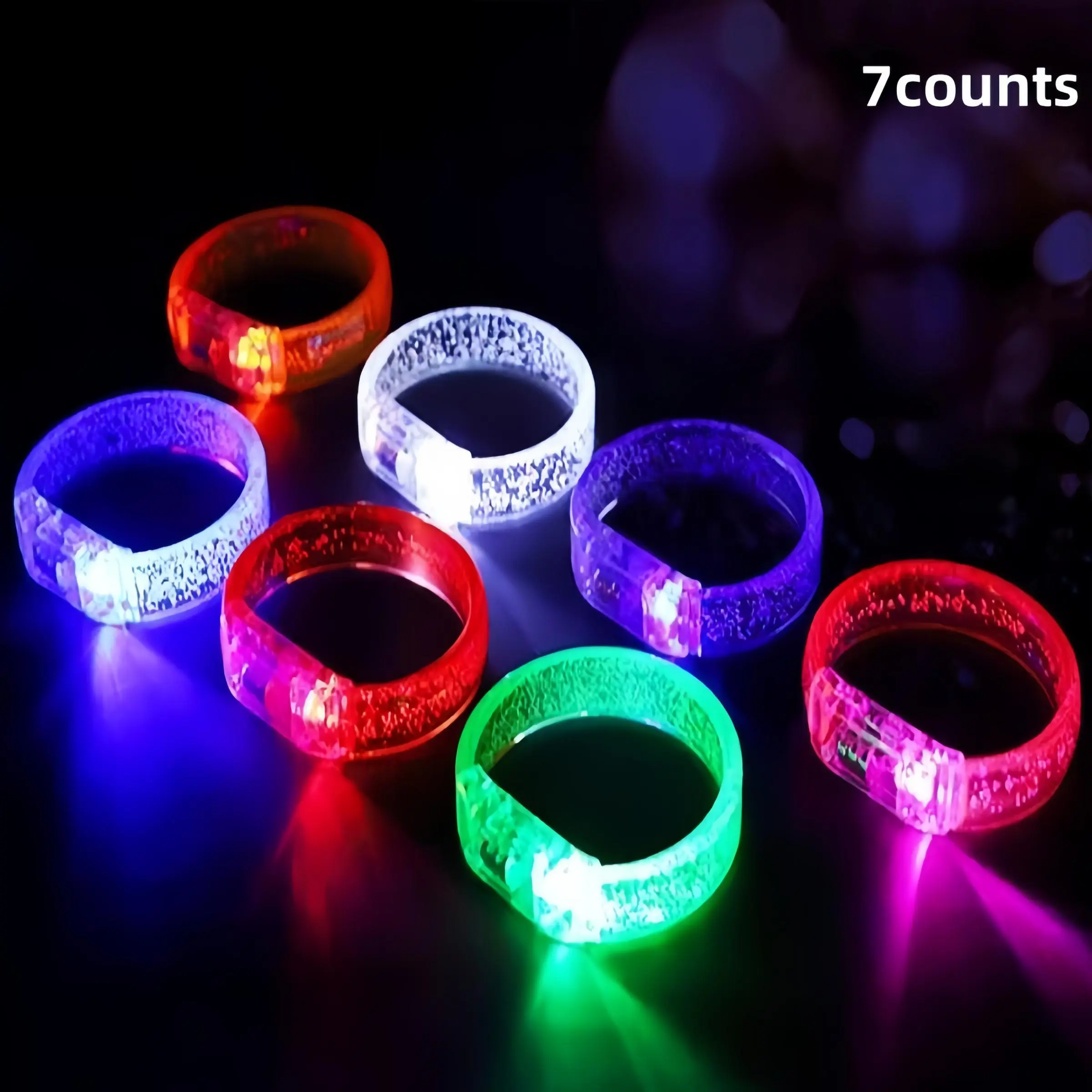 Random Color LED Light Up Bracelet, 7 Counts/set Colorful Glow in The Dark Bracelet, Party Decoration Supplies for Wedding Birthday Festival