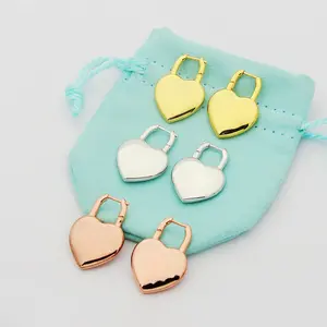 Viral Heart Padlock Hoop Earrings for Women, Cute Polished Heart Lock Drop Earrings, Dainty Statement Huggie Earrings for Daily Wear, Trending Accessory Gift for Her