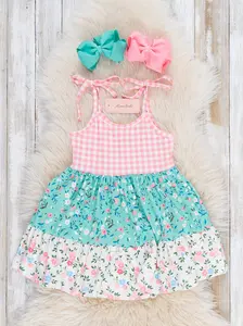Gingham Garden Tie Ruffle Dress