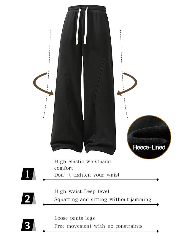 Men's Fleece Thermal Lined Sweatpants  Oversize Drawstring Waist Casual Loose Pants for Fall Winter School Season Daily Wear Stylish Menswear