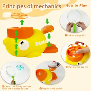 Flying Toys for Kids Ages 4-8 Frisbee Launcher Toys Outdoor Duck Stomping Game Backyard Activities Outdoor Butterfly Catching Toys Christmas Birthday Gifts for Boys and Girls with 8 Flying Discs 1 Duck Launcher 1 Trapnet and 1 Mask,Christmas gift