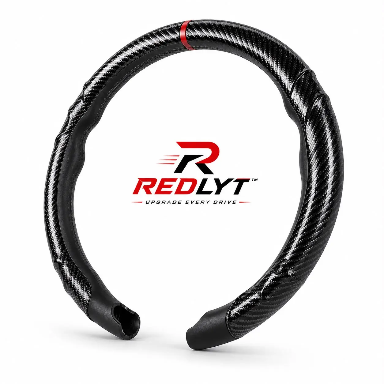 REDLYT Laser Carbon Fiber Texture Steering Wheel Cover – Premium Sport Grip, Anti-Slip, Universal Fit Car Interior Accessory