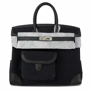 Pre-owned HERMÈS Leather Tote Bags Hermes birkin25 noir/noir cargo platinum hardware （stamp：z)