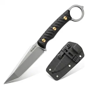 Tansaku Outdoor Camping Fixed Knife with Secure Sheath & Ergonomic Handle,Alloy Steel ,Camping Fixed Blade Small EDC Knives for Hiking, Fishing,Camping,Gift for Men's