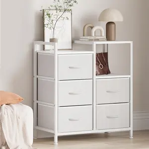 Garvee Commode with Drawers - 5 Fabric Drawers - For Bedroom, Living Room, Children's Room, Hallway - 63 x 29 x 75 cm